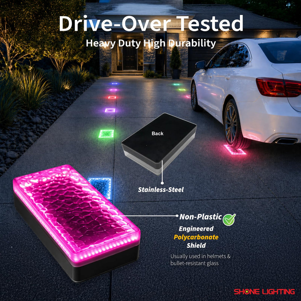 4x8 Solar Ground Lights, 12-Color Paver Light, RGB-W, 6Pack
