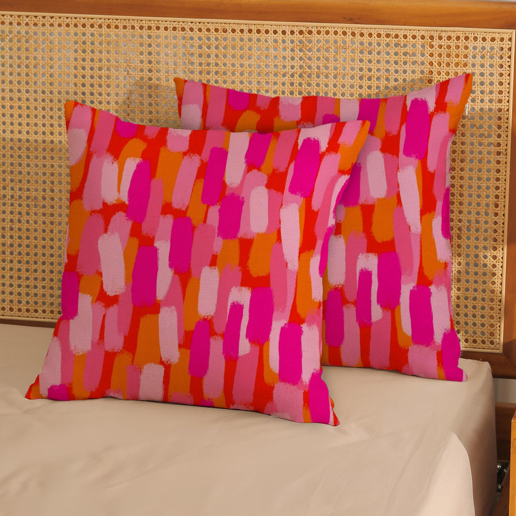 Preppy Hot Pink Pillow Covers 20x20 Inch 2 Pcs Burnt Orange Abstract Paint Decor Throw Pillows Modern Aesthetic Funky