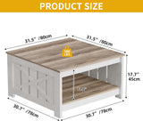 Square Coffee Table, Farmhouse Coffee Table with Storage