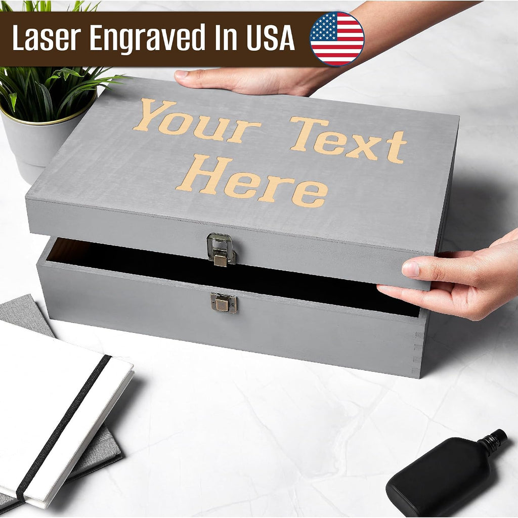 Personalized Wooden Keepsake Box, Custom Engraved Memory Box with Lid