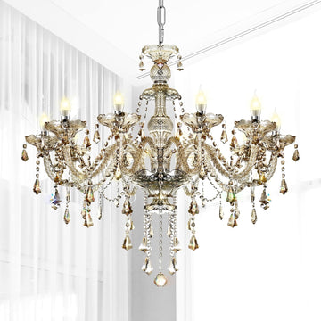 10-Light Crystal Chandelier Cognac/Champagne Modern Chandelier K9 Crystal Candle Pendant Ceiling Lighting Fixture, Chandeliers for Dining Room Home DŽcor A112-B01LW5DYTK