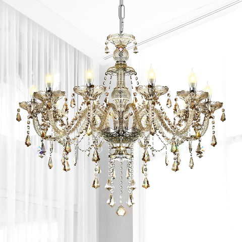 10-Light Crystal Chandelier Cognac/Champagne Modern Chandelier K9 Crystal Candle Pendant Ceiling Lighting Fixture, Chandeliers for Dining Room Home DŽcor A110-B01LW5DYTK