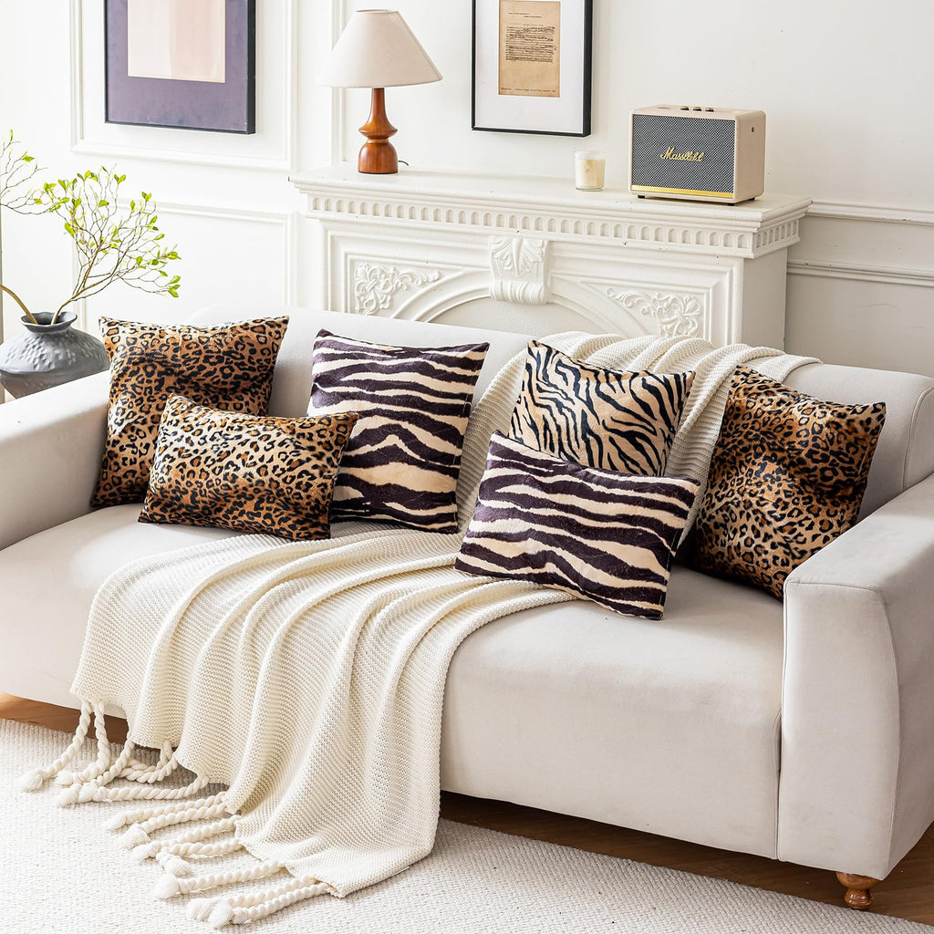 Cheetah Print Velvet Euro Pillow Sham Covers 24x24, Leopard Room Decor, Large