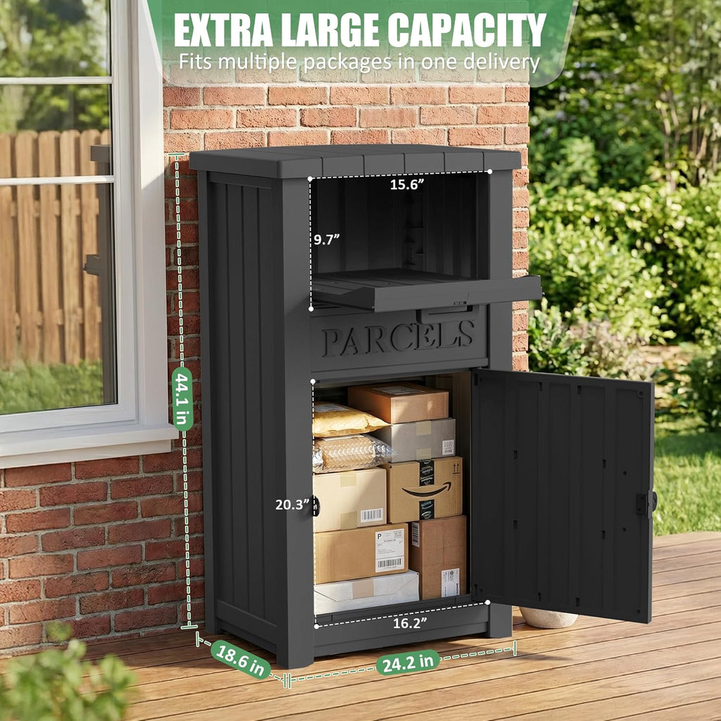 Anti-Theft Package Delivery Boxes Parcel Drop Outdoor Porch Large Lockable Mailbox Waterproof UV-Resistant Resin Secure
