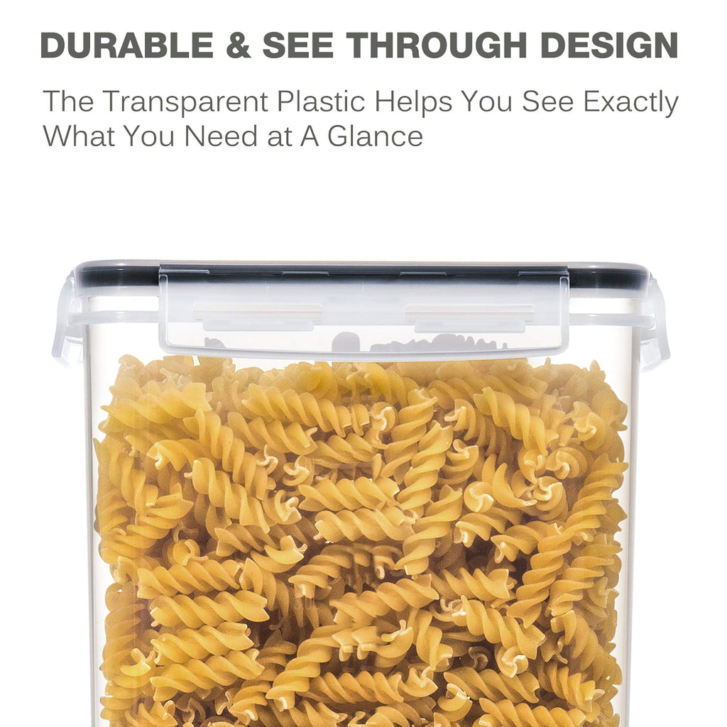 Large Food Storage Containers with Lids Airtight 5.2L /176Oz, for Flour, Sugar, Baking Supply, 3PCS BPA Free Plastic