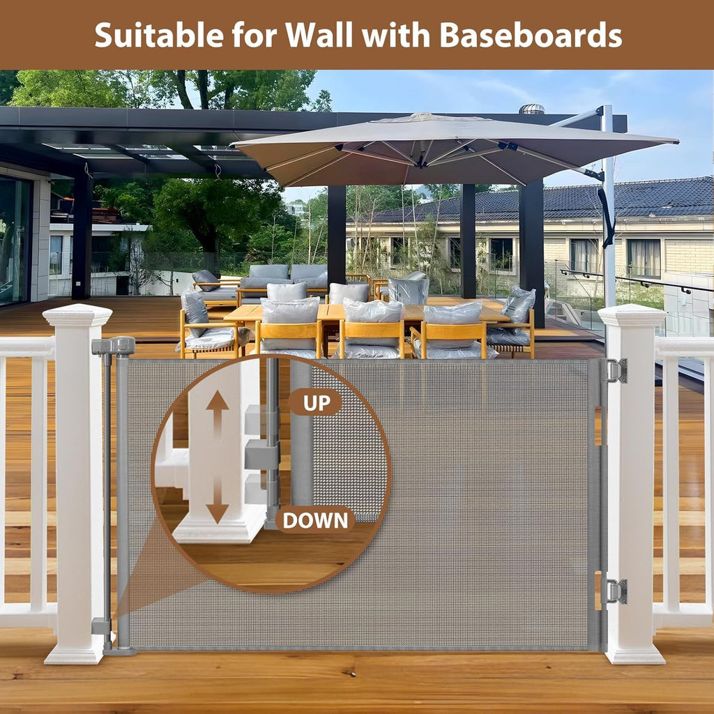 100" Wide Weatherproof Outdoor Retractable Dog Gate, Baby Gates Extra Wide