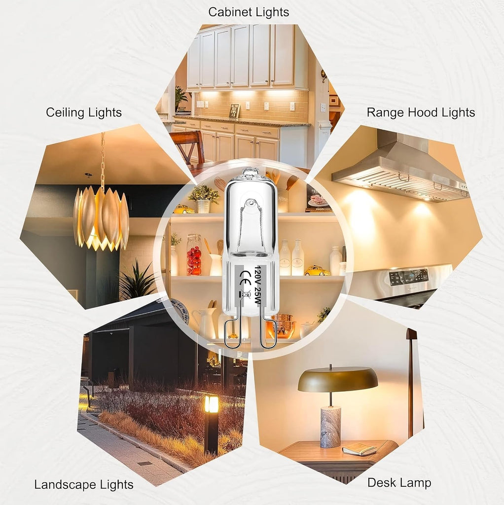 G9 120V 25W Bulb, Halogen Light Bulb 2 Pin,T4 Type 12pcs