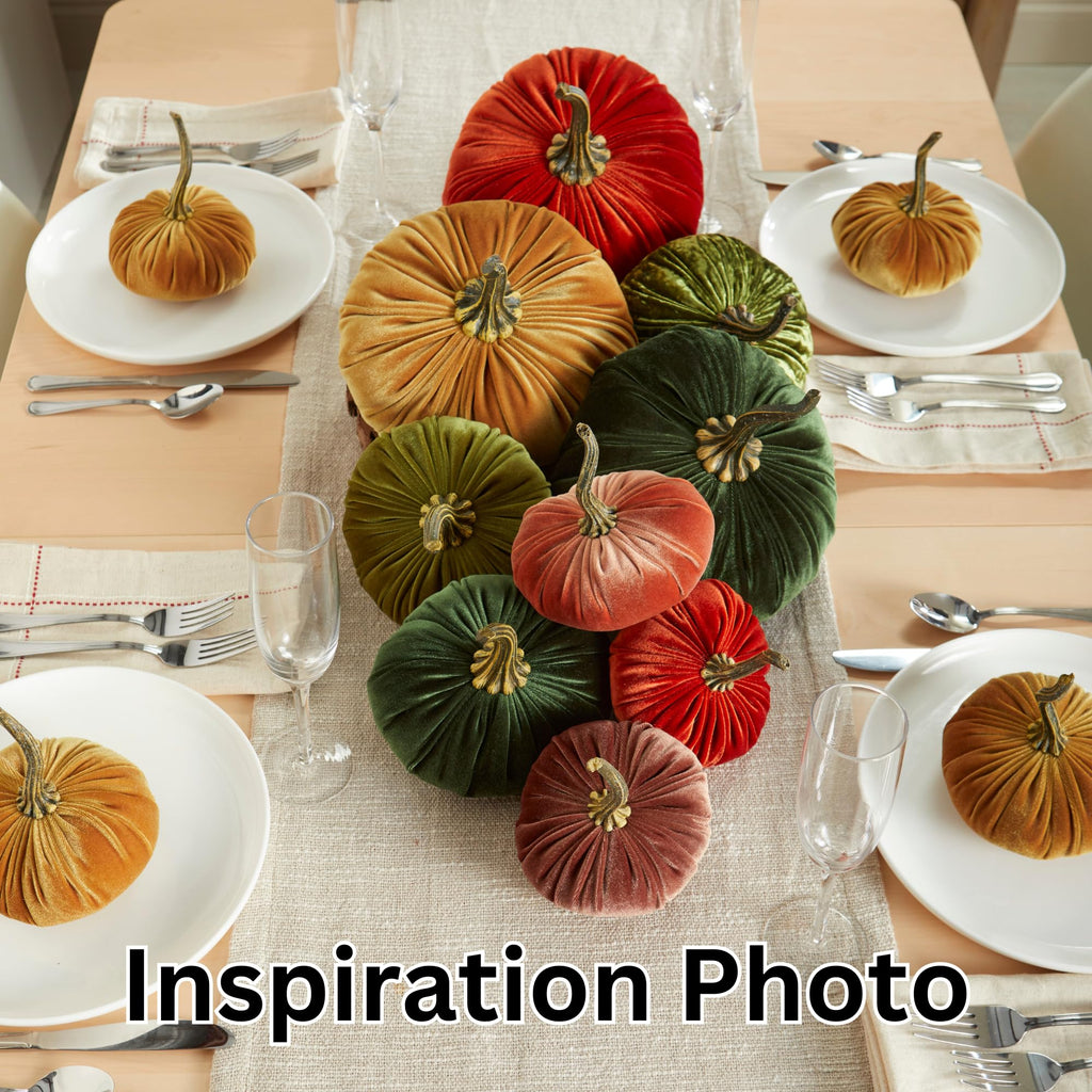Set of 3 Velvet 6.25 Inch Pumpkins (Harvest, Bronze, Rust)