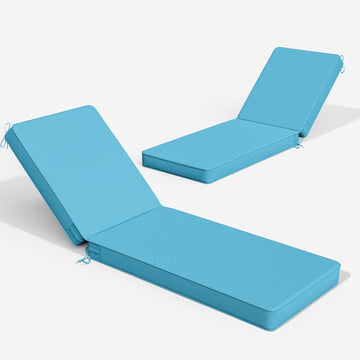 Outdoor Chaise Lounge Cushions Set of 2,Waterproof & Fade-Resistant Lounge Chair Cushion with Removable Cover & Tie