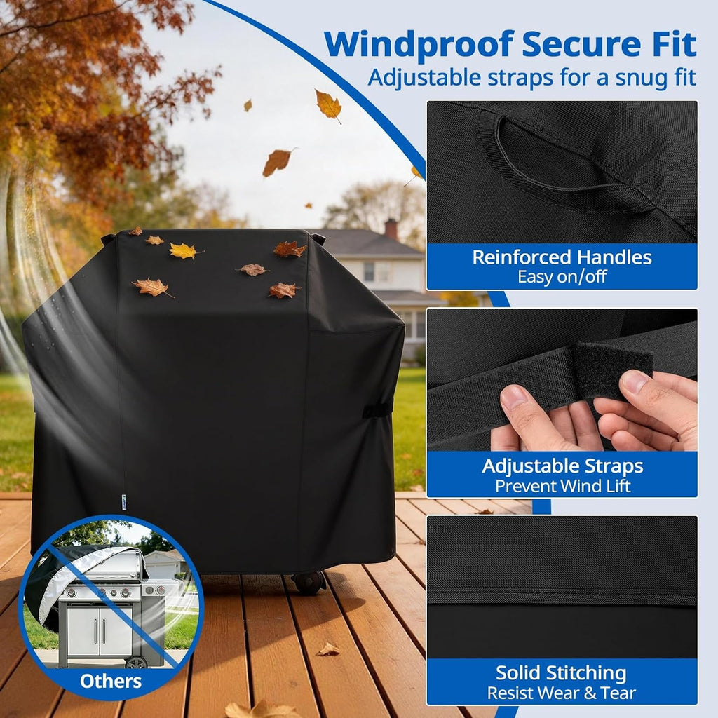 BBQ Grill Cover 52 Inch, Outdoor Durable Waterproof Gas Barbecue Cover, Compatible for Weber Spirit 200 and 300