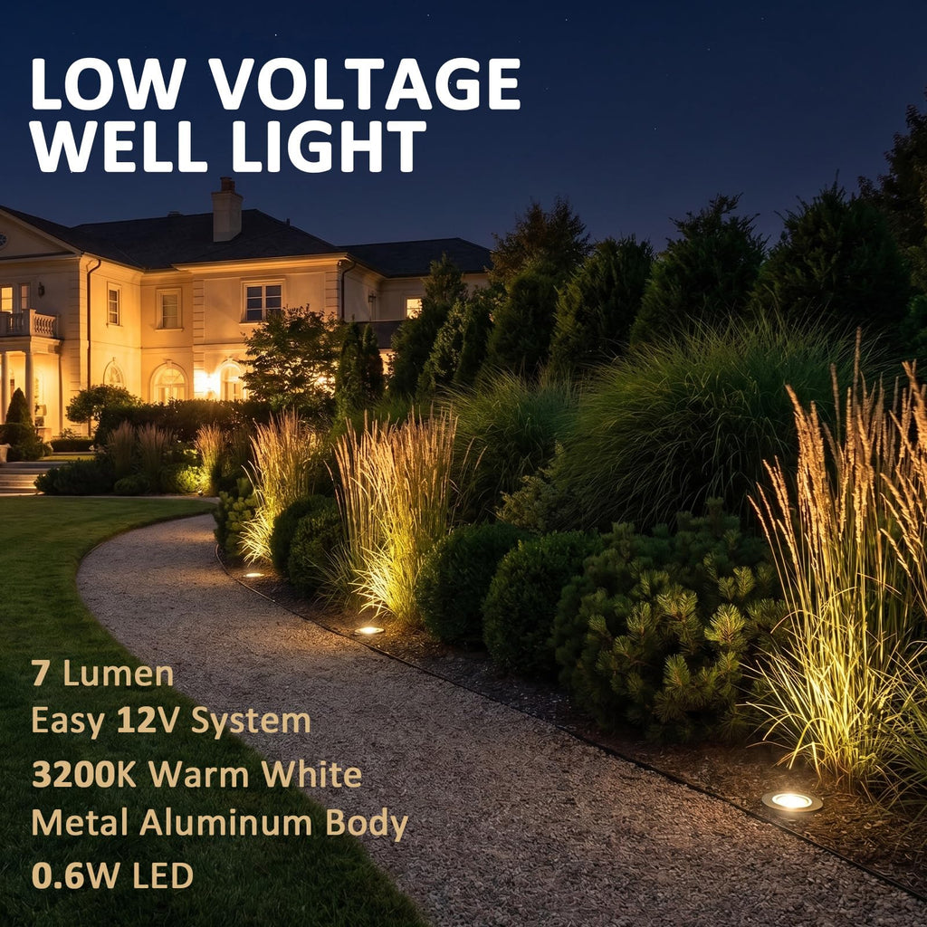 12V AC 7LM LED Low Voltage In Ground Lights 0.6W 6PK