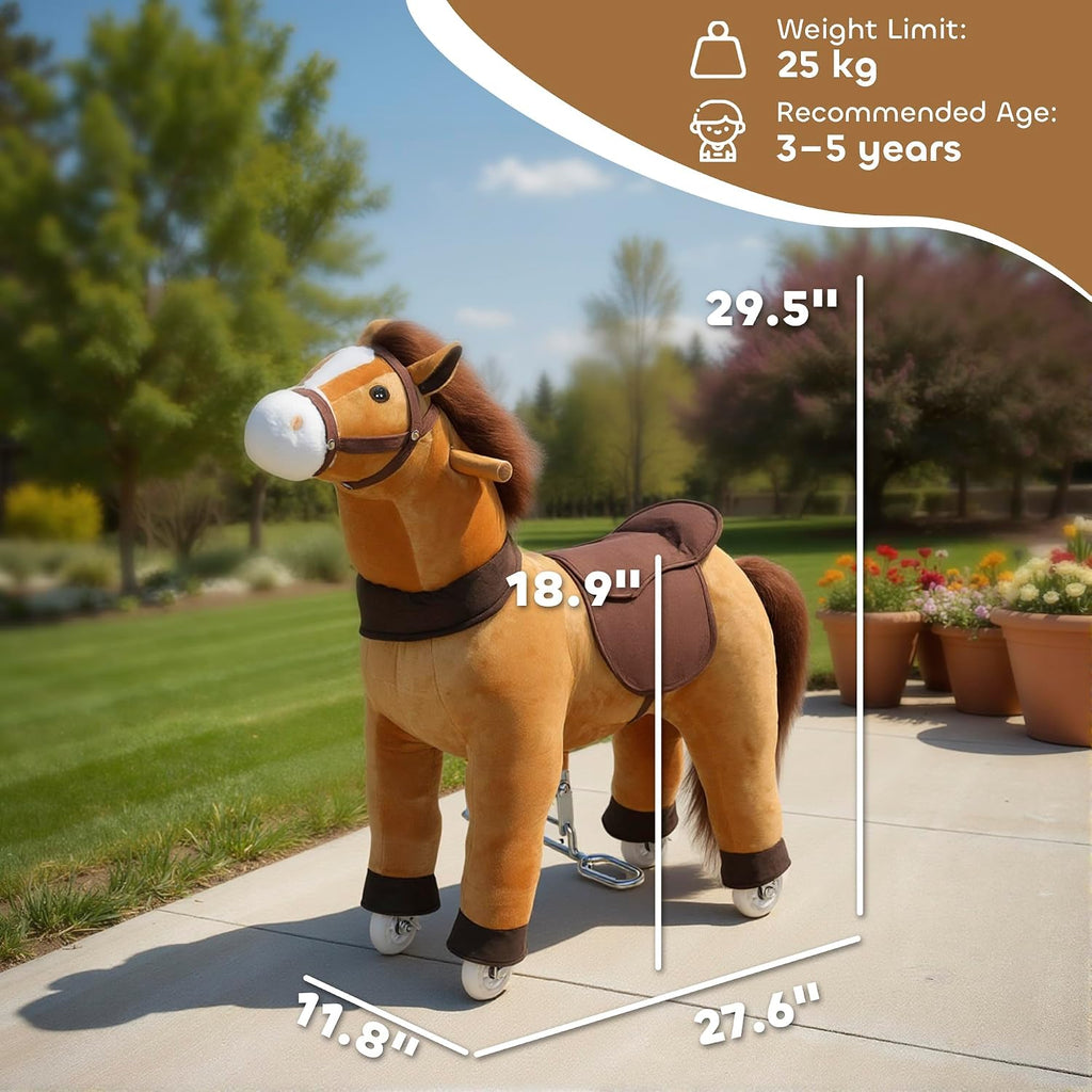 Ride on Horse Plush Riding Pony for Kids 3-5 Years 29.5 Inch Brown