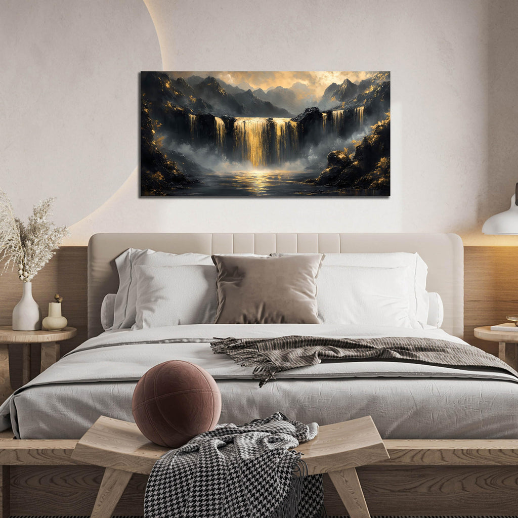 Waterfall Canvas Wall Art - Mountain Art Wall Decor - Modern Wall Art Size 20" x 40"