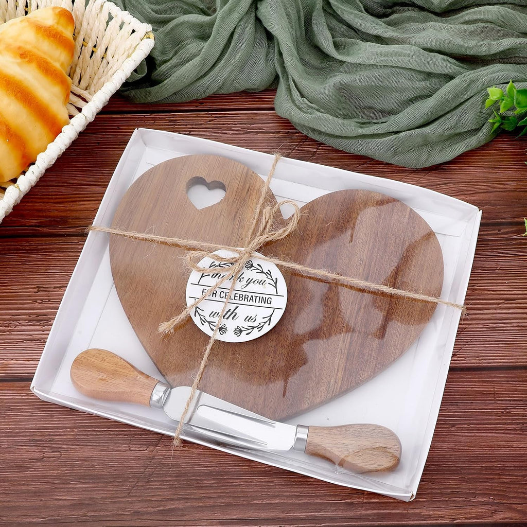 6 Sets Bridal Shower Favors Mini Charcuterie Boards Heart Cutting Board Cheese Small Charcuterie Boards Knives Wood
