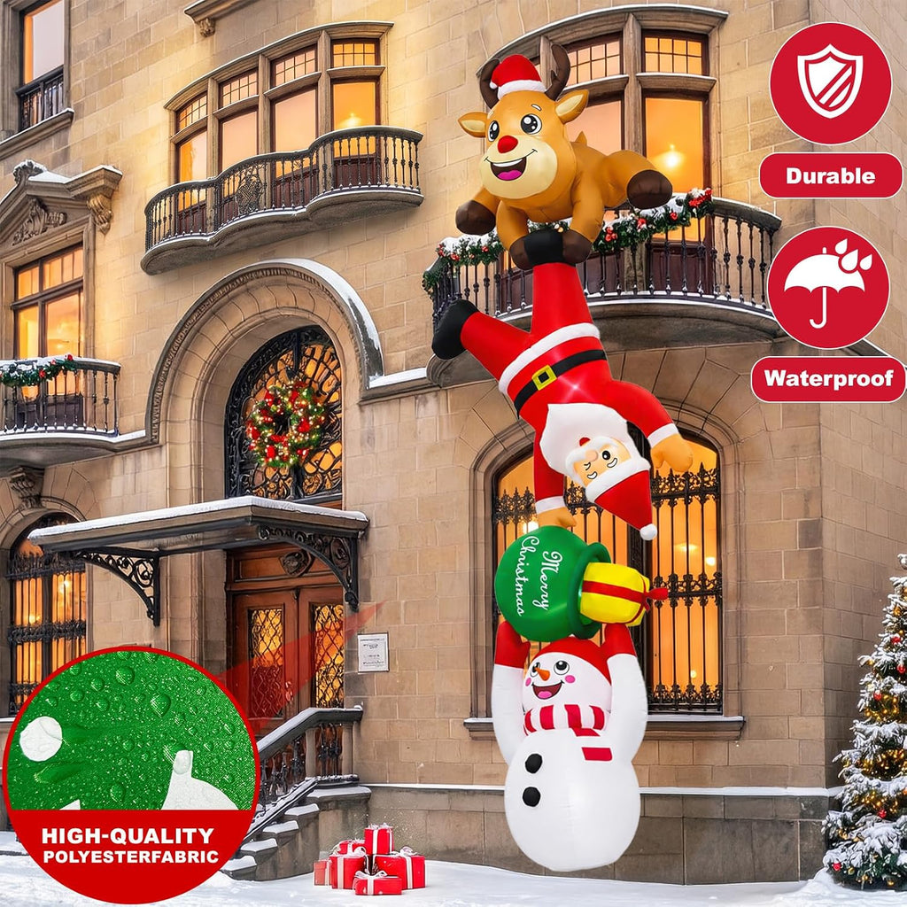 12FT Christmas Inflatables Outdoor Roof Yard Decoration, Funny Xmas Blow Up