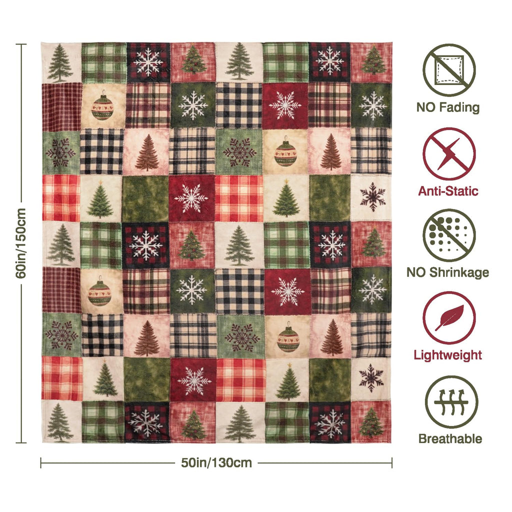 Christmas Plaid Throw Blanket for Couch Sofa Bedroom and Living Room