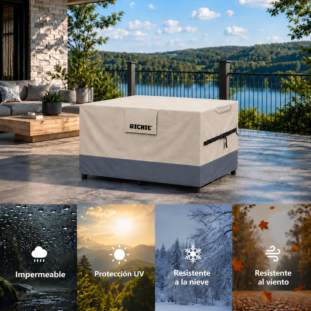 Outdoor Patio Furniture Cover, Heavy Duty Waterproof Table Cover, Windproof UV Resistant All Season Protection for