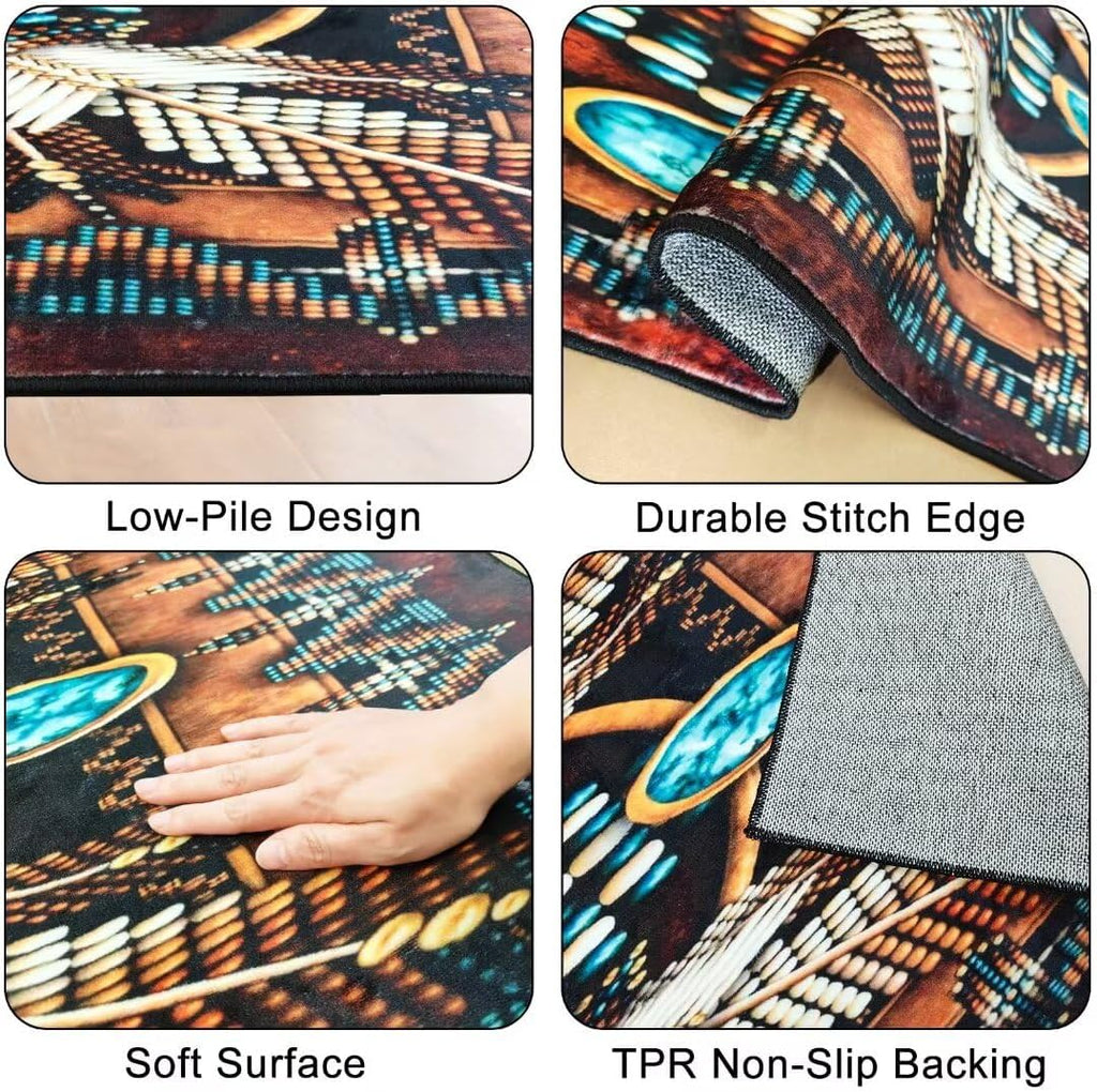 Southwestern Runner Rug 2x6,Rustic South Western Aztec Tribal Native American Indian,Vintage Throw Accent Area Rug