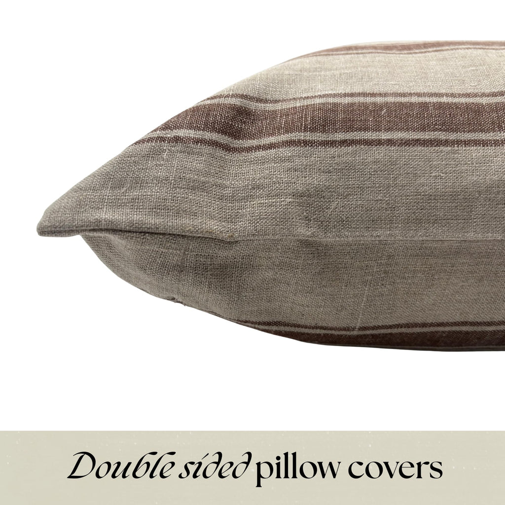 Throw Pillow Covers Stripe Brown Pillow Cover Spring Decorative Pillow Covers (Brown Stripes, 22" L x 22" W)