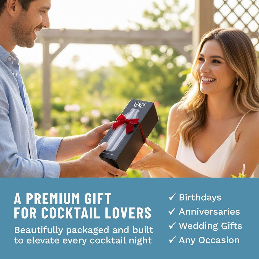 Hybrid Cocktail Shaker - Premium Vacuum Insulated Stainless Steel Cocktail Shaker - Innovative Measuring System