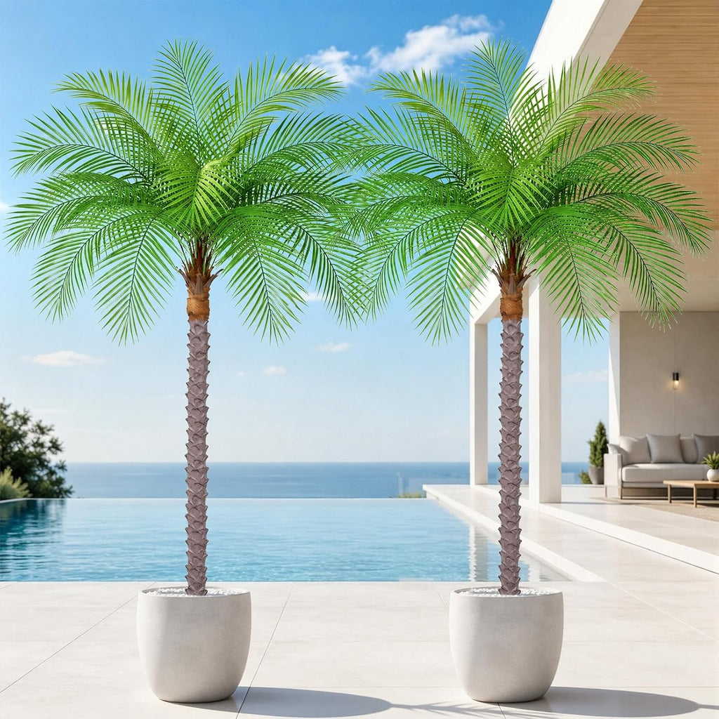 6ft Tall Artificial Phoenix Palm Tree with 18 Leaves, Large Fake Tropical Silk Tree Outside, Fake Tree Perfect