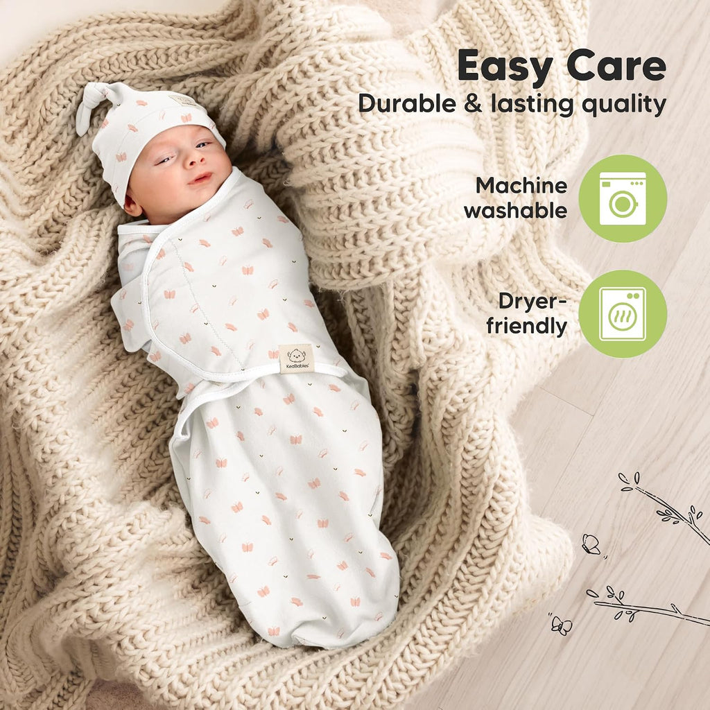 3pk Organic Swaddles for Newborns Girls, Boys & Hats (Butterflies, )