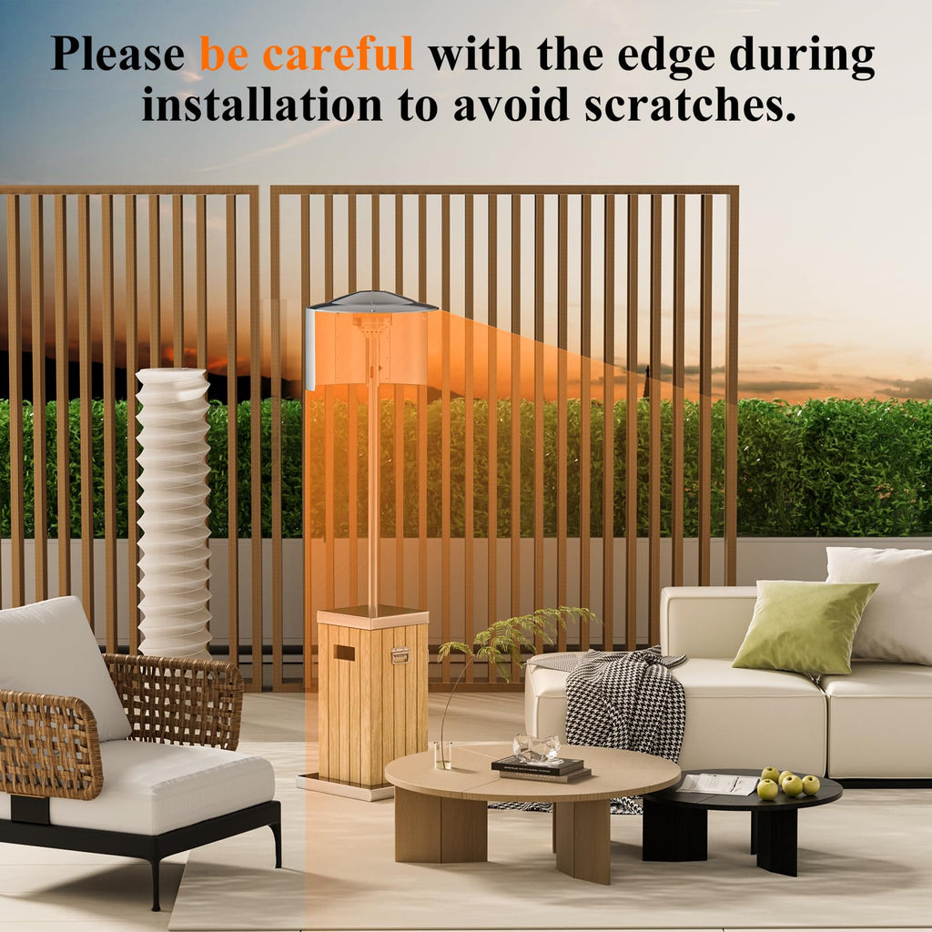 Patio Heater Reflector Shield 33"x15", 0.6mm Thick Aluminum, Wind-Resistant