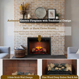 Electric Fireplace Insert w/Top Light, 12×12×12 Flame Color Option with Fire Crackling Sound, 36″W×27″H