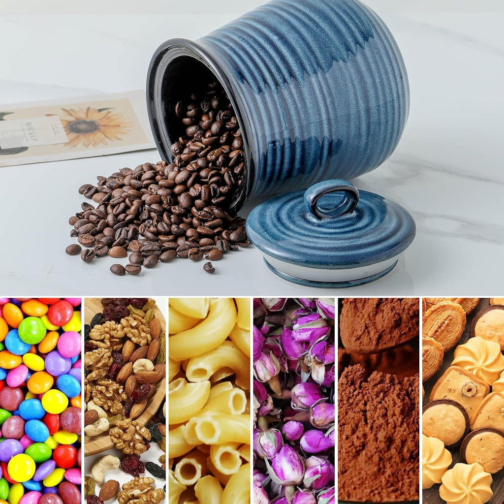 Ceramic Food Storage Jar, Coffee Canister with Lid, Cookie Candy Jar, Serving for Dog Treat Sugar Loose Tea Flour