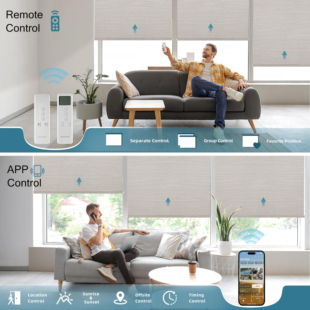 Motorized Roller Shades, 100% Blackout, Classic Cream