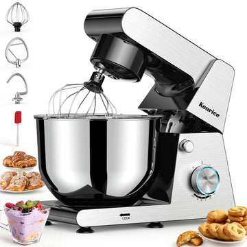 6.5QT Tilt-Head Stand Mixer, Heavy Duty Pro 10-Speed Electric Mixer, Stainless Steel Cladding & Bowl with Dough Hook