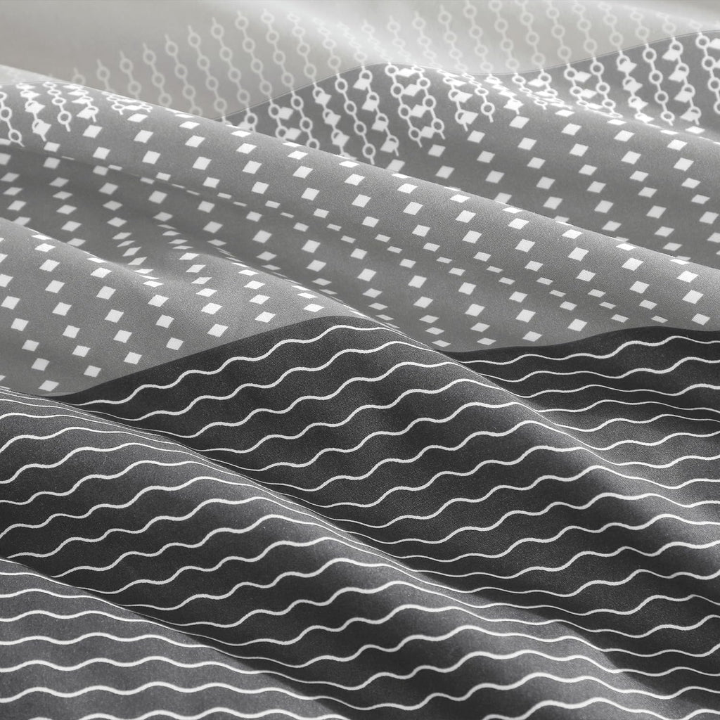 Stripe Comforter Set, 3 PCS Dark Gray Bedding