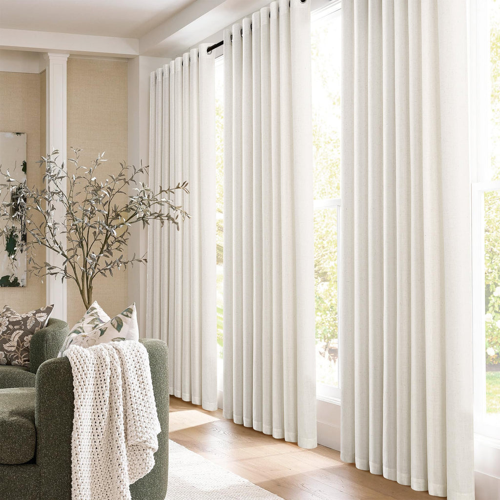 Natural Linen Grommet Curtains 84 Inch Long 2 Panels