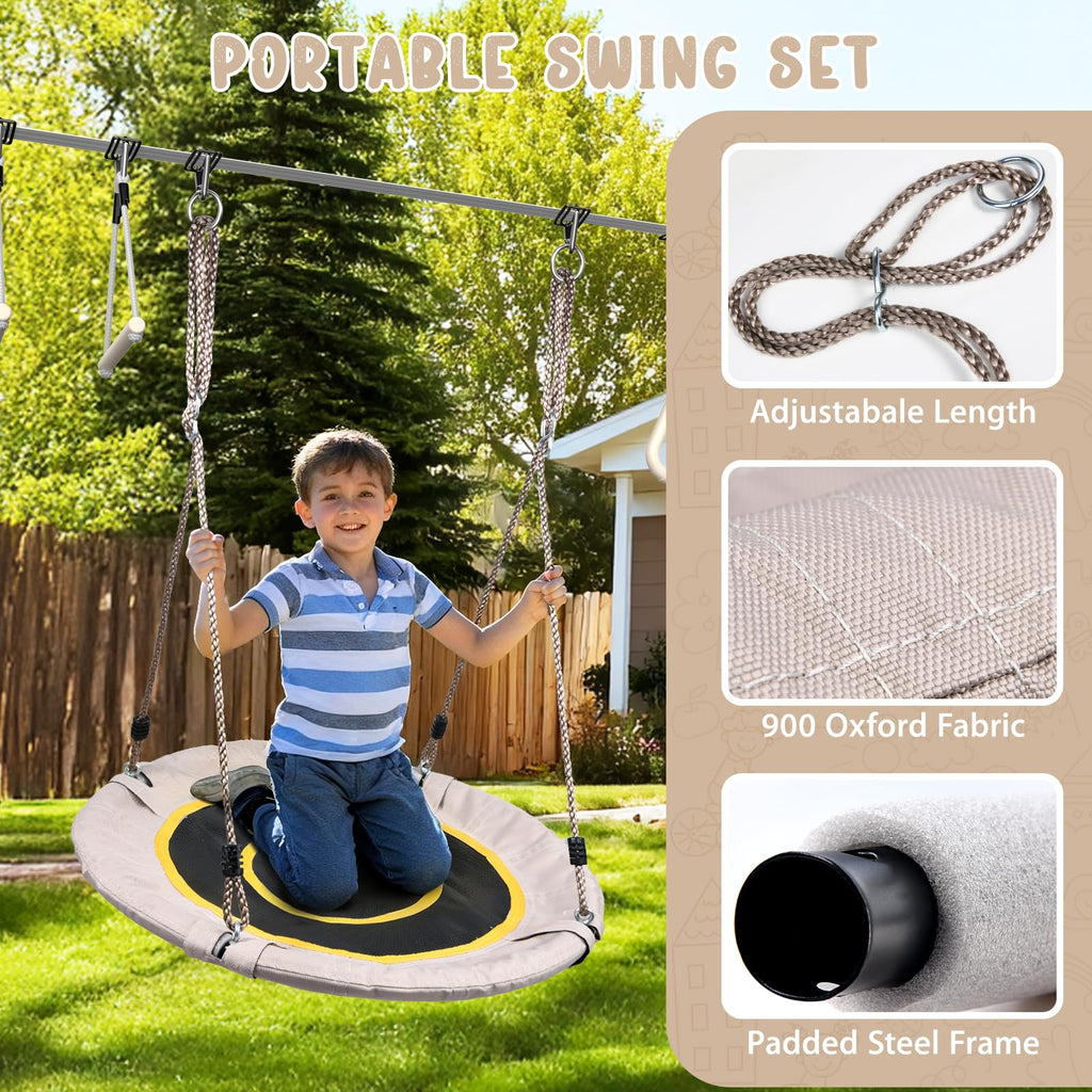 60 ft Ninja Warrior Obstacle Course Swing Set for Kids Outside