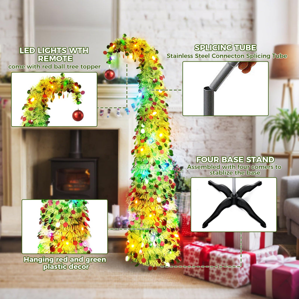 5ft Pop Up Artificial with LED Lights for Holiday Decor