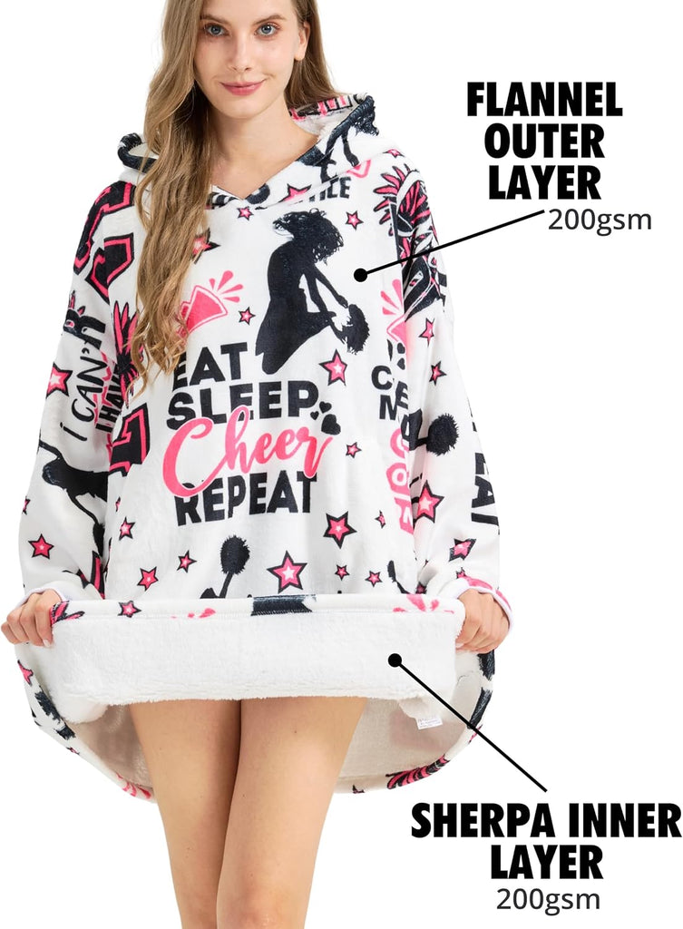 Cheerleader Gifts, Wearable Blanket Hoodie, Oversized Hooded Blankets | Cheerleading Gift, Coach, Cheer Sweatshirt