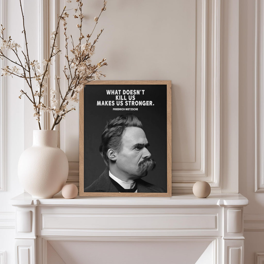 Master Makes Us Stronger Poster - Friedrich Nietzsche Print - Motivational Art - Strength Quotes Art - Gift for Men &