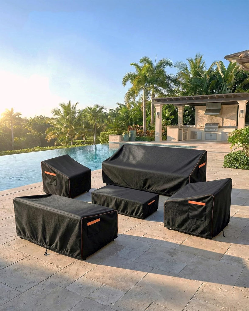 Outdoor Patio Furniture Cover Rectangular, Heavy Duty 600D Waterproof Cover for Table & Chair Set, Windproof, UV
