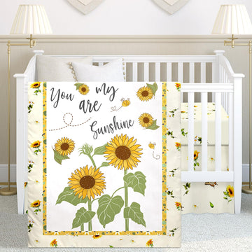 3 Pcs Sunflower Bee Baby Crib Bedding Set Baby Girl Yellow Crib Sheets You Are My Sunshine Toddle Sheets Yellow