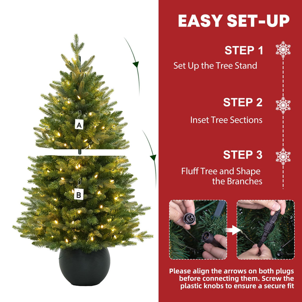 4 ft Potted Christmas Tree with 110 Warm White LEDs