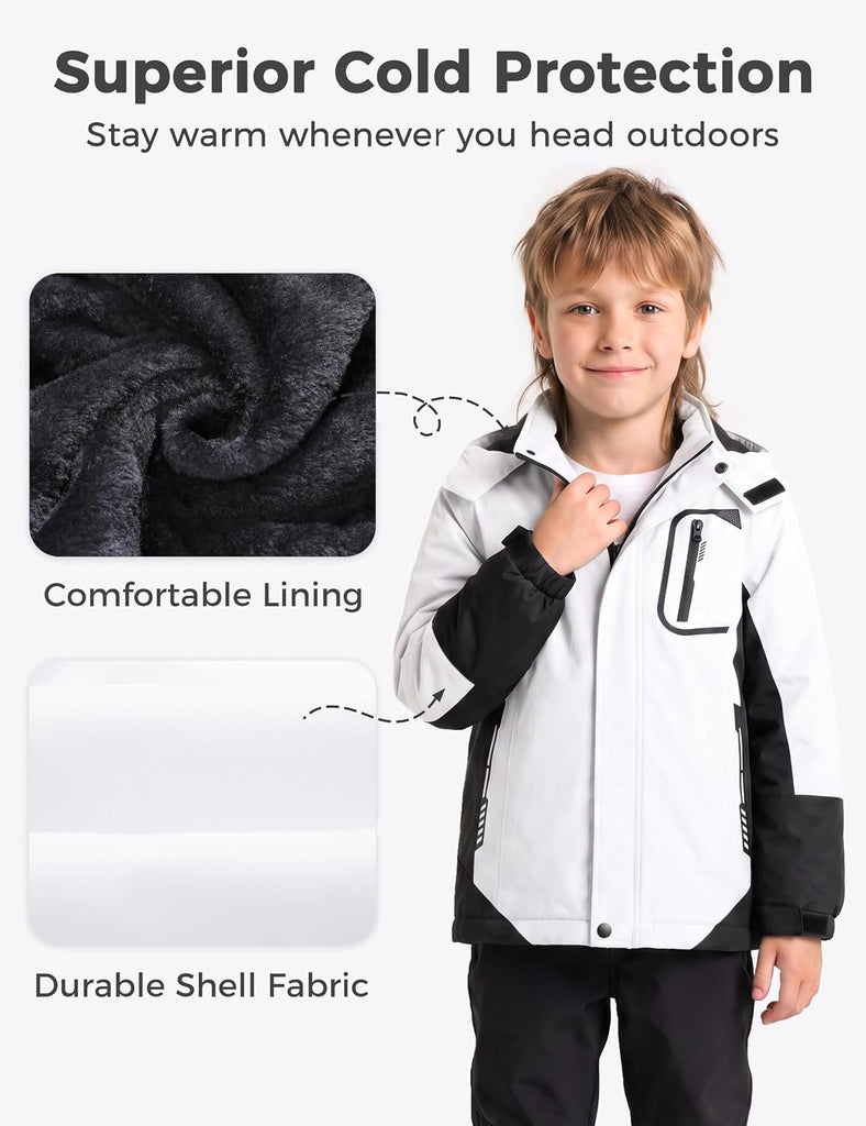 Boys' Ski Jacket Warm Winter Coat Waterproof Snow Jacket Hooded
