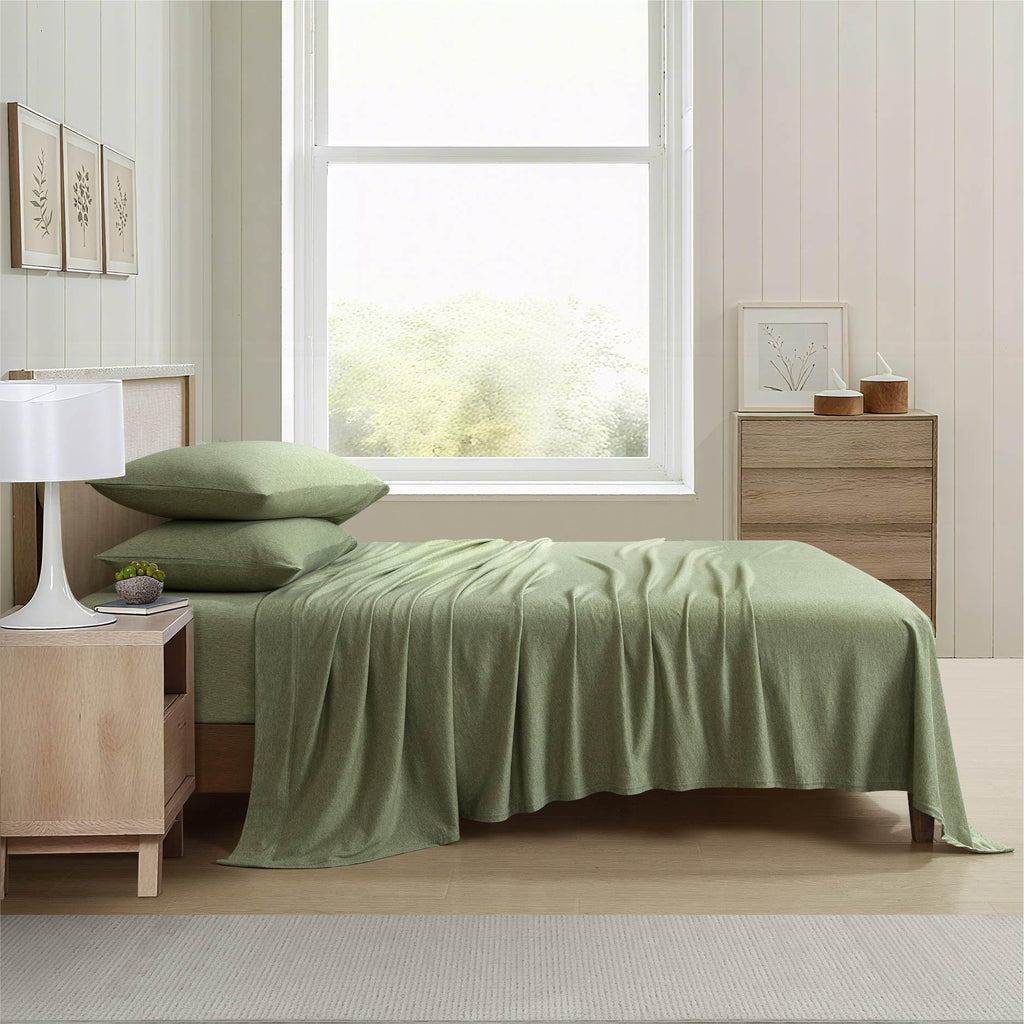 Super Soft Jersey Knit Sheet Set, 3 Piece Bed Sheets, Cotton Rich Jersey Sheets, Fits Mattresses up to 17" Deep, Twin
