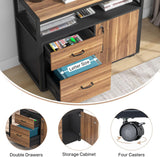 55-inch L Shaped Desk with Drawer Cabinet, Executive Computer Desk and lateral File Cabinet
