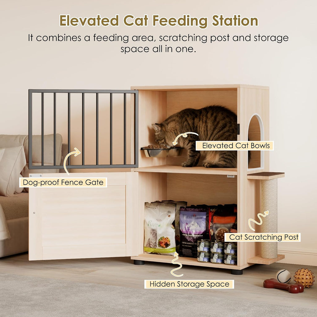 Dog Proof Cat Feeding Station, Dog Proof Cat Feeder, Cat Food Table, Nature