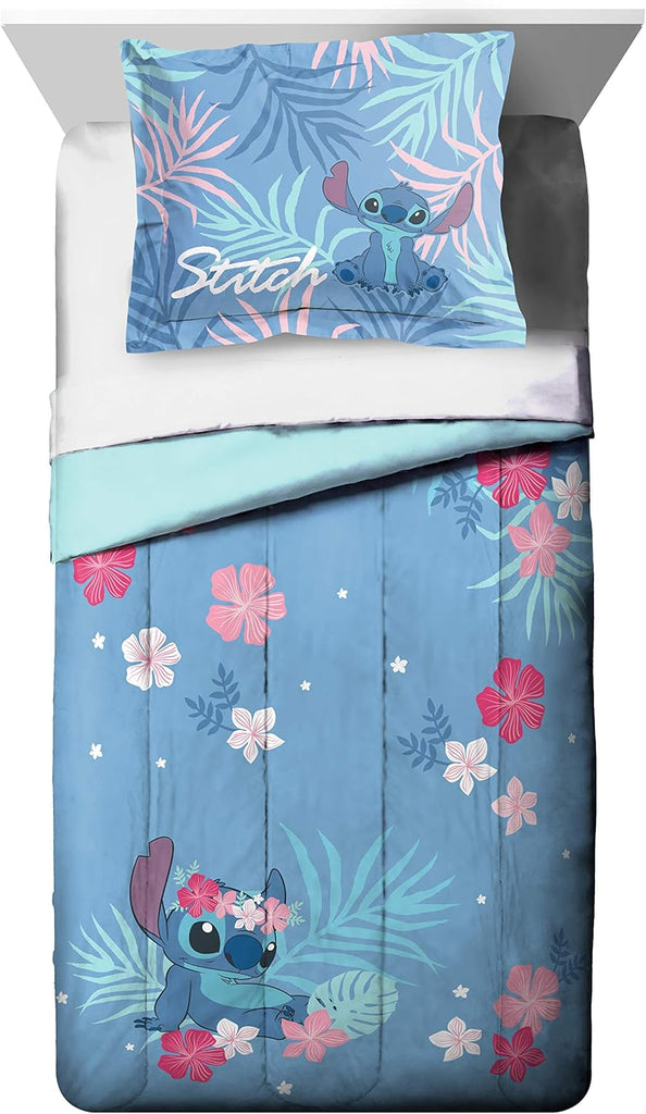 Lilo & Stitch Paradise Dream Full Comforter & Sham Set - Super Soft Kids Reversible Bedding - Fade Resistant
