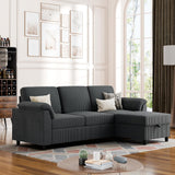 Convertible Sectional Sofa Couch, 3 Seat L Shaped Sofa with Removable Pillows Soft Corduroy Fabric Small Couch Mid