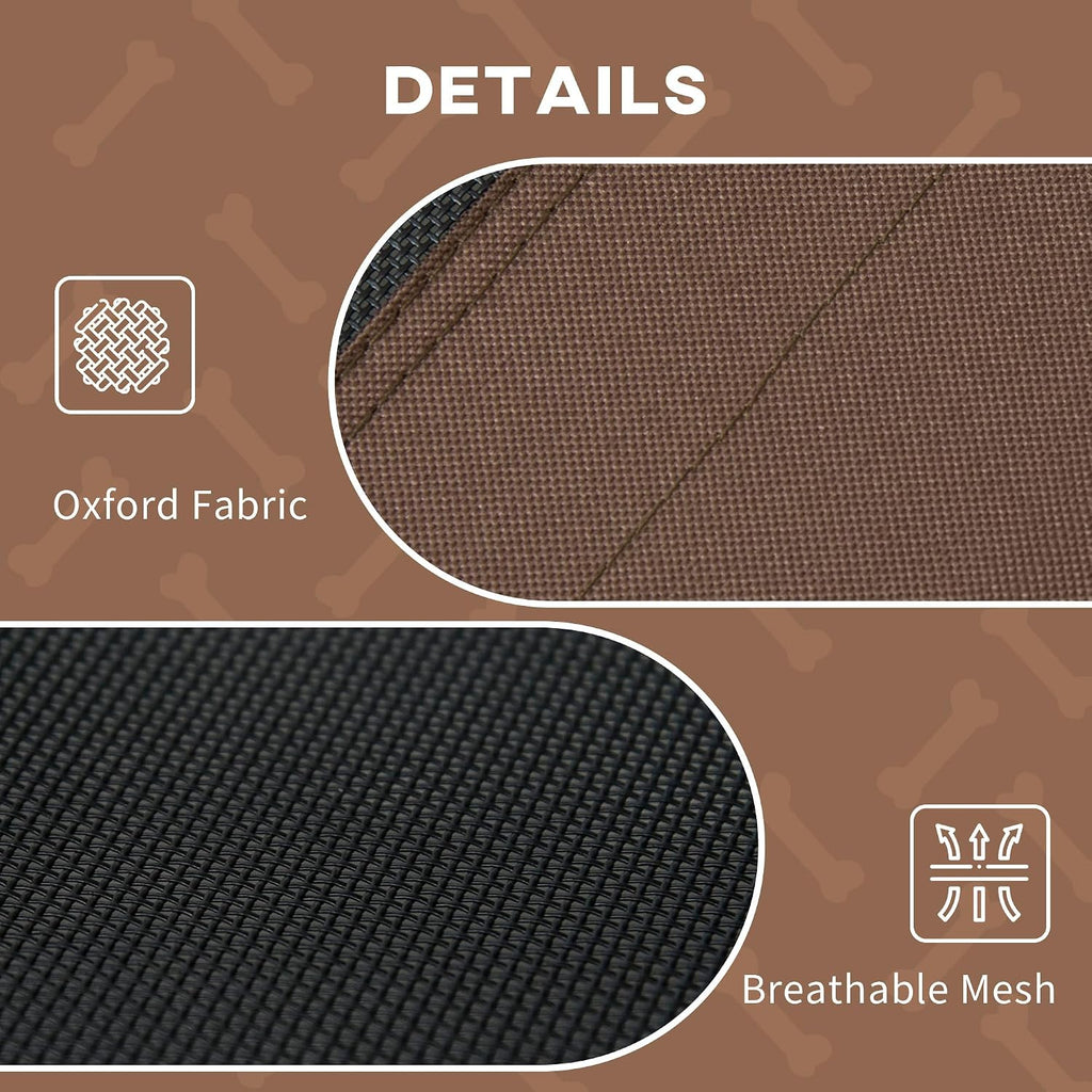 Metal Pet Bed, Coffee, Elevated Dog Bed with Removable Canopy, Outdoor Dog Cot with UV Canopy Shade, 48 x 36.3 x 42.5