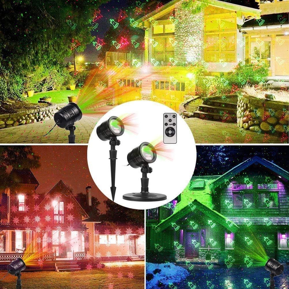 Christmas Laser Lights, Projector Lights Landscape Spotlight Red and Green Star Show with Christmas Decorative