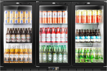 Back Bar Cooler With 3 Glass Doors, 312L Under Counter Back Bar Refrigerator wit