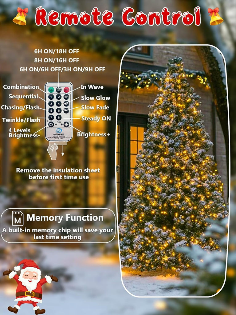 Cluster Lights 50FT 1000 LED String Lights with Remote Warm White